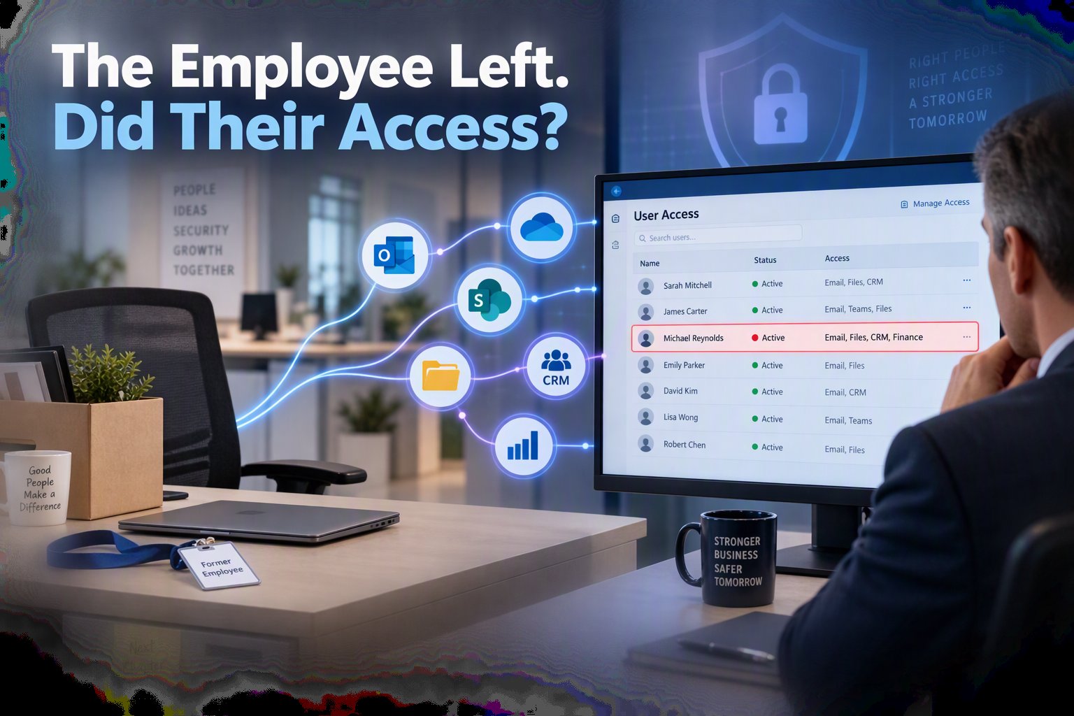 IT admin reviewing user access list after an employee departure